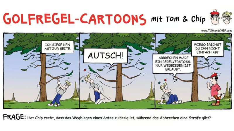Golfregel-Cartoon: Was tun, we...