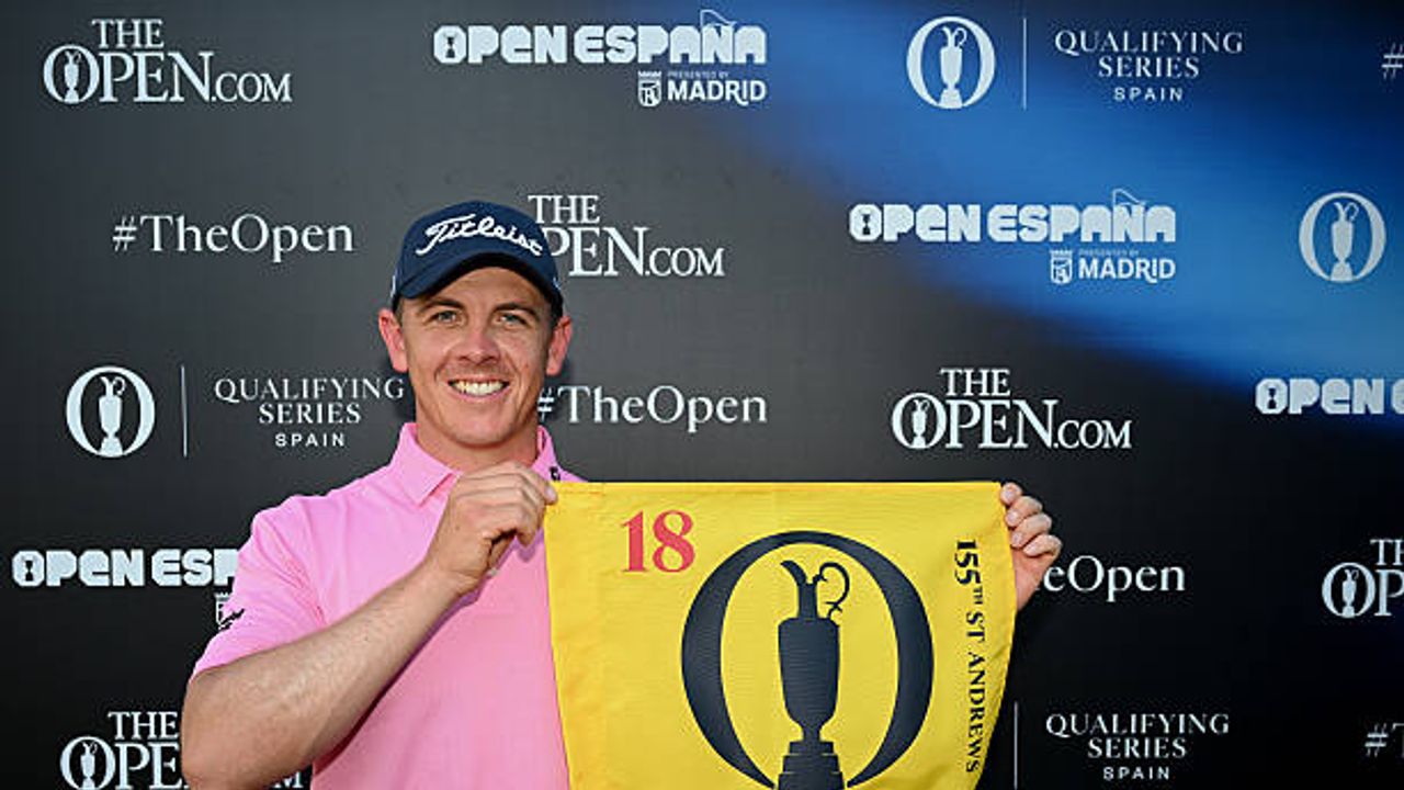 Grant Forrest celebrating after prevailing at the DP World Tour event in Madrid