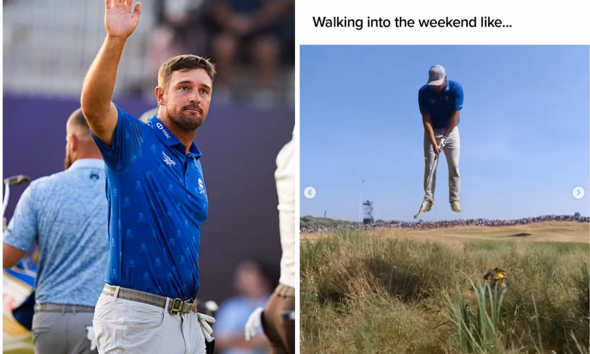 Bryson DeChambeau reacting during the Open Championship coverage by Golf Post.